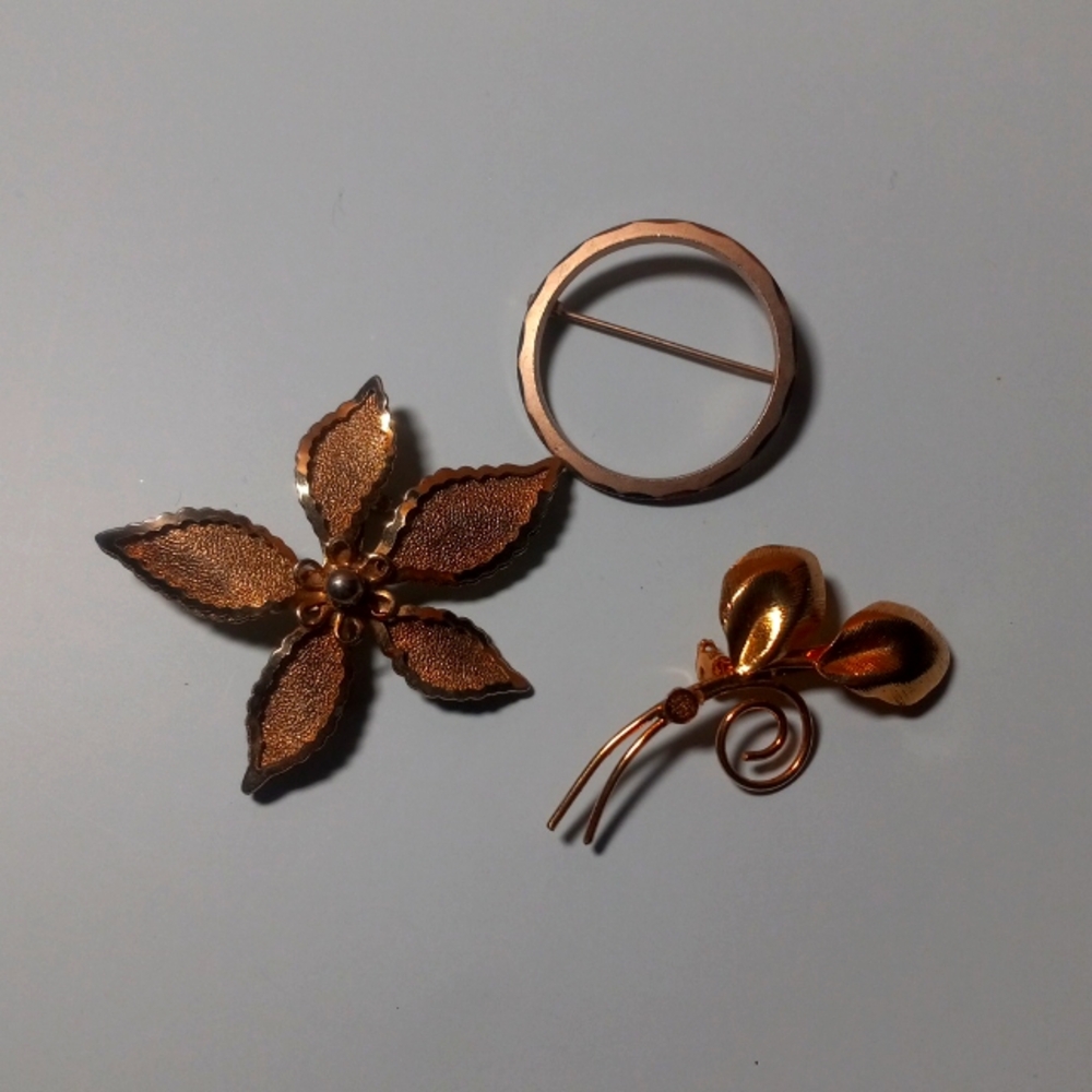 3 costume jewelry pins.